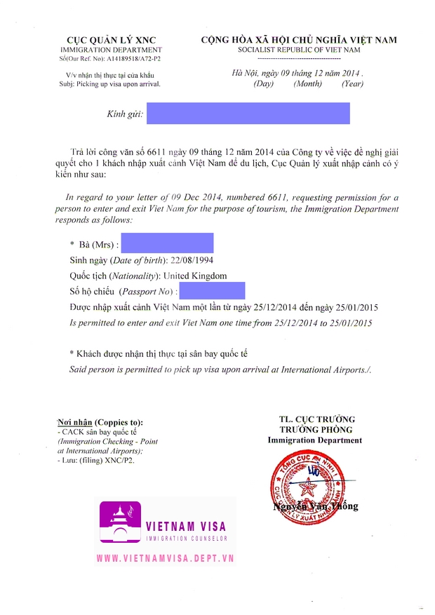 Visa approval letter for UK sample